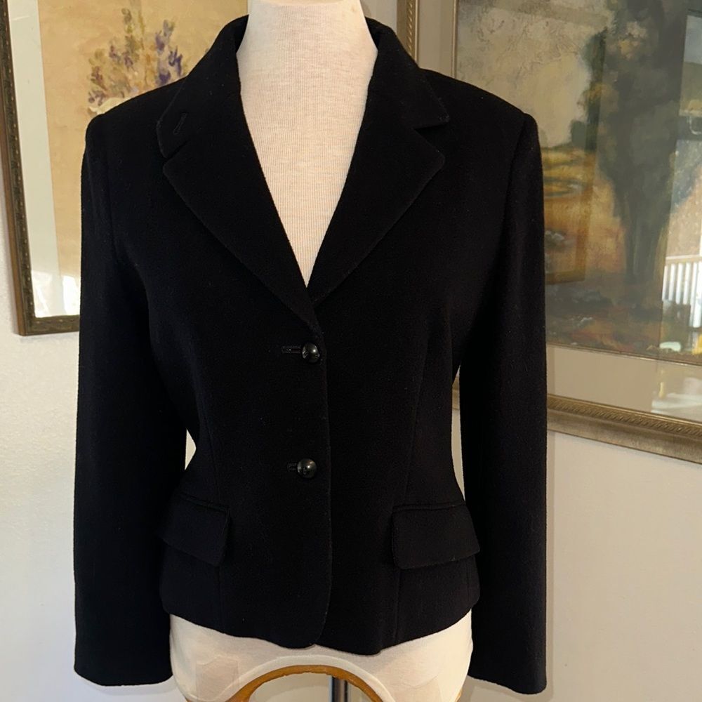 Harve Benard Classic Black Women's Wool/Cashmere Blend Blazer Size 8